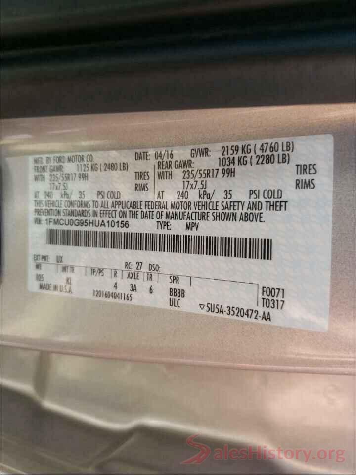 1FMCU0G95HUA10156 2017 FORD ESCAPE