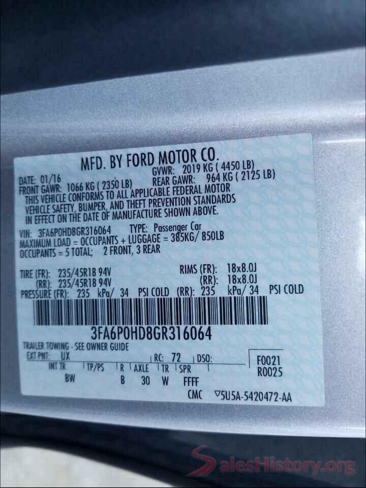 JF2GPANC4GH348108 2016 FORD FUSION