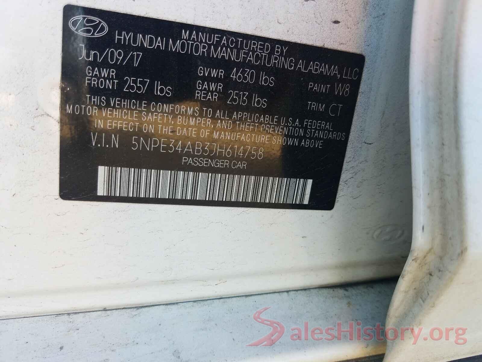 5NPE34AB3JH614758 2018 HYUNDAI SONATA