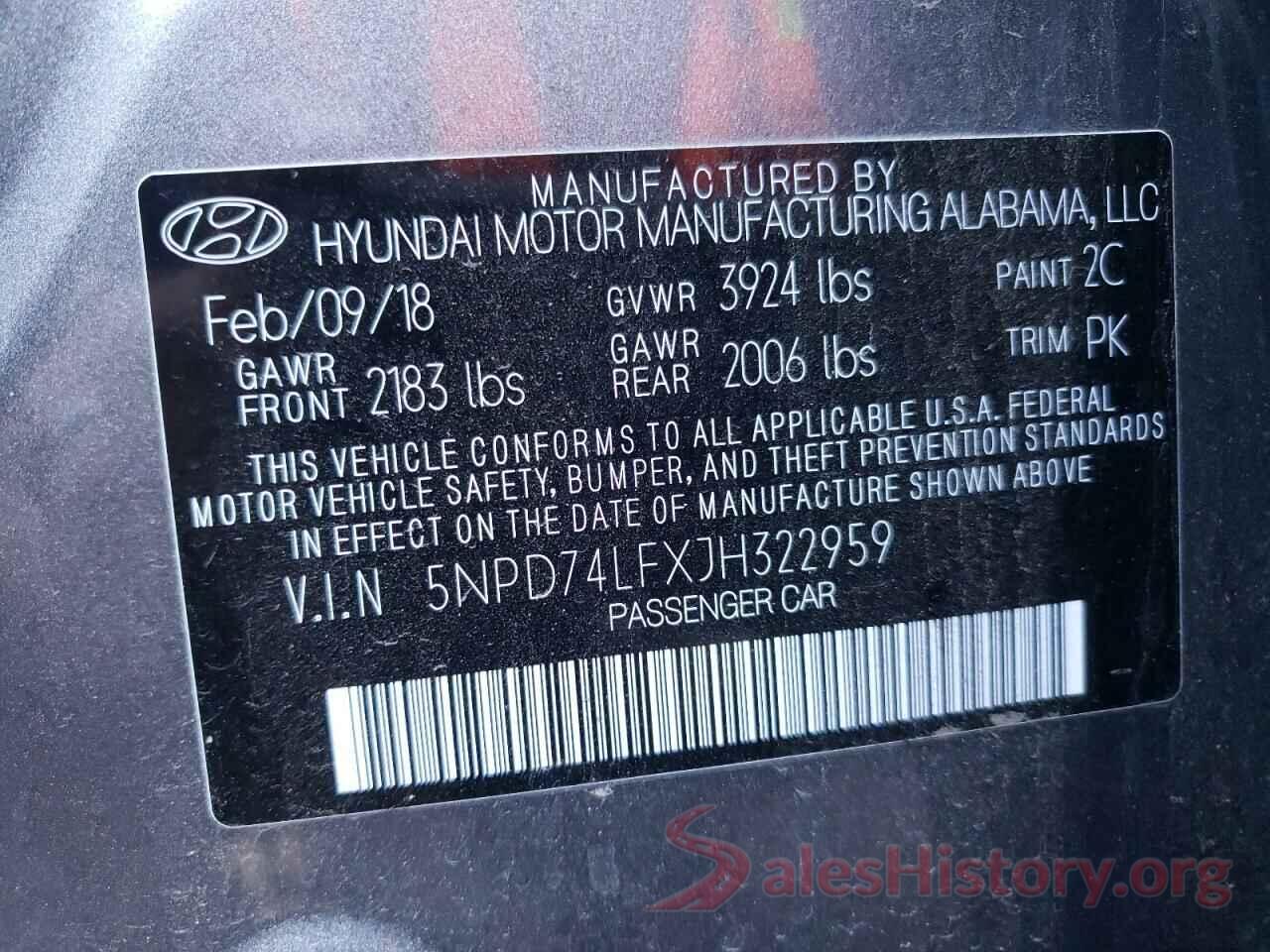 5NPD74LFXJH322959 2018 HYUNDAI ELANTRA