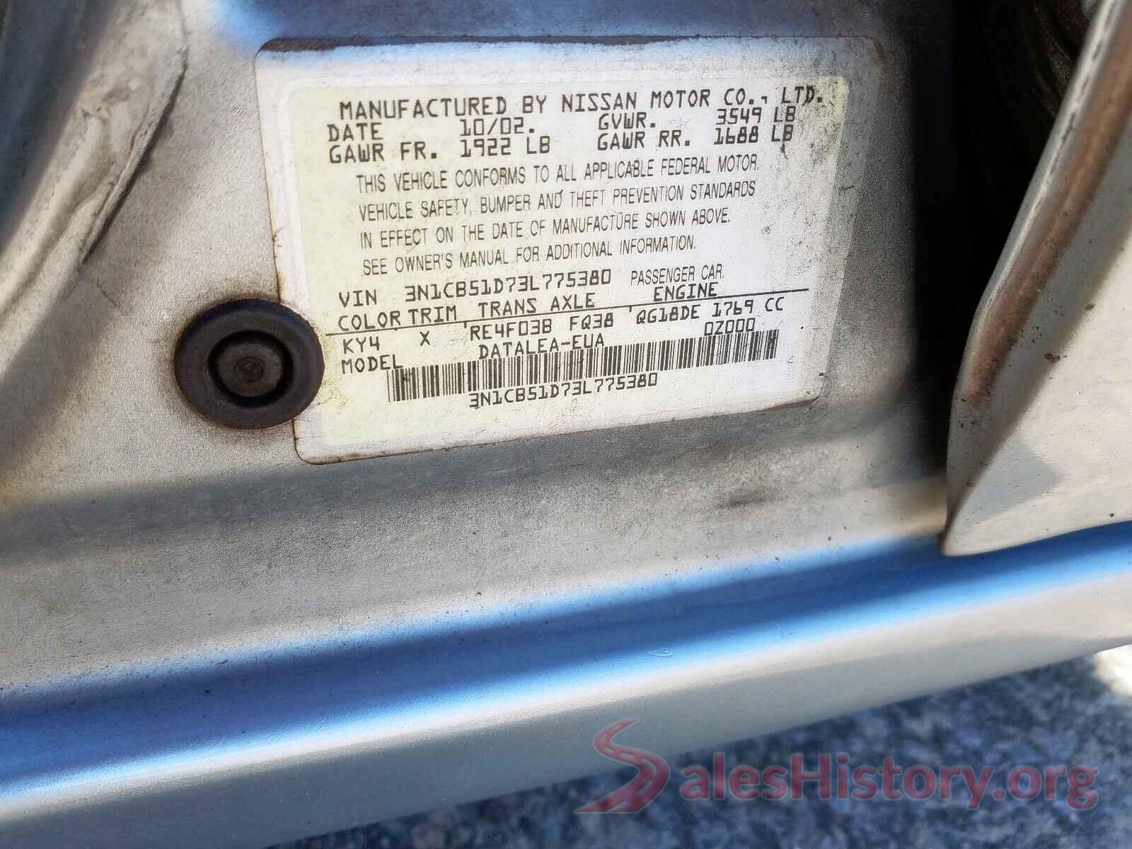 YV4A22PKXL1557317 2003 NISSAN SENTRA