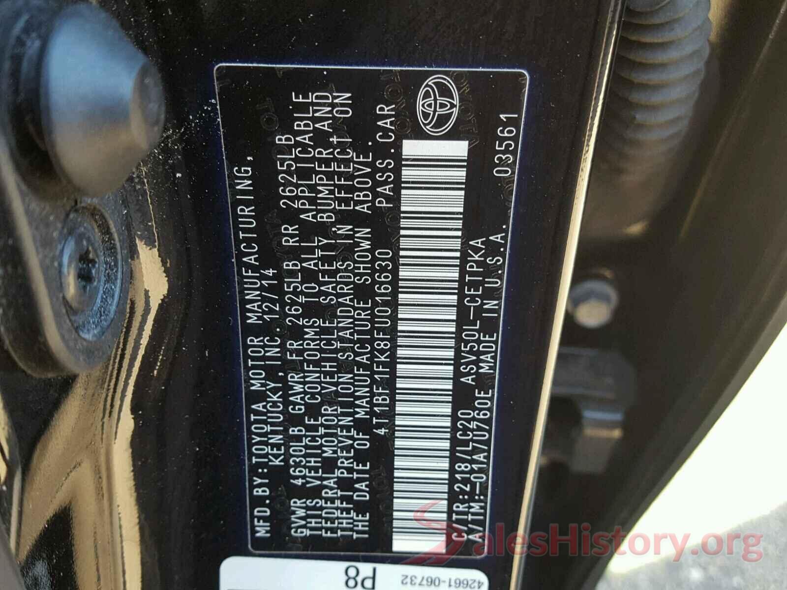 2T3BFREV3GW430420 2015 TOYOTA CAMRY