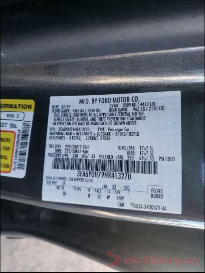 3FA6P0H79HR413270 2017 FORD FUSION