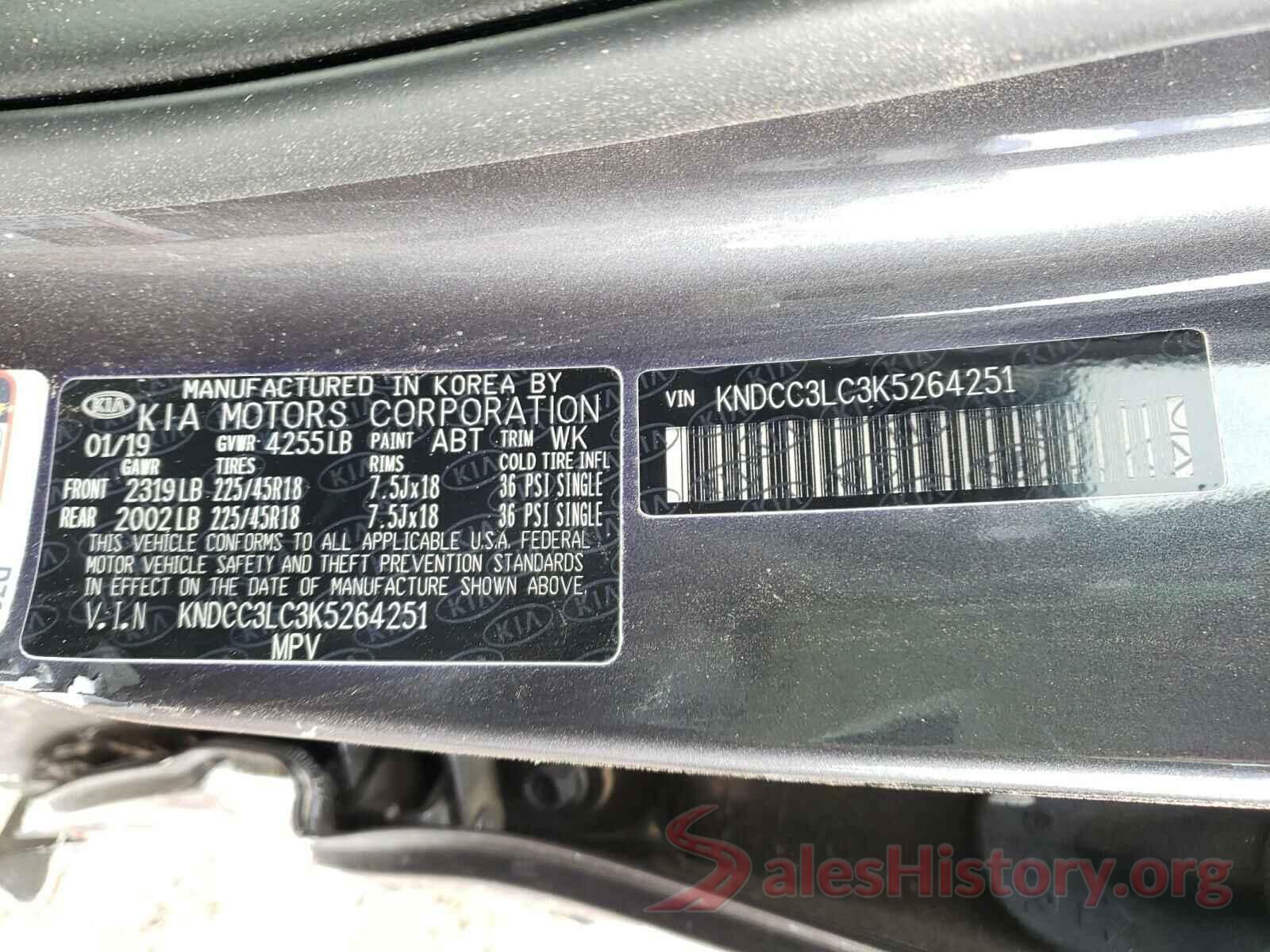 KNDCC3LC3K5264251 2019 KIA NIRO