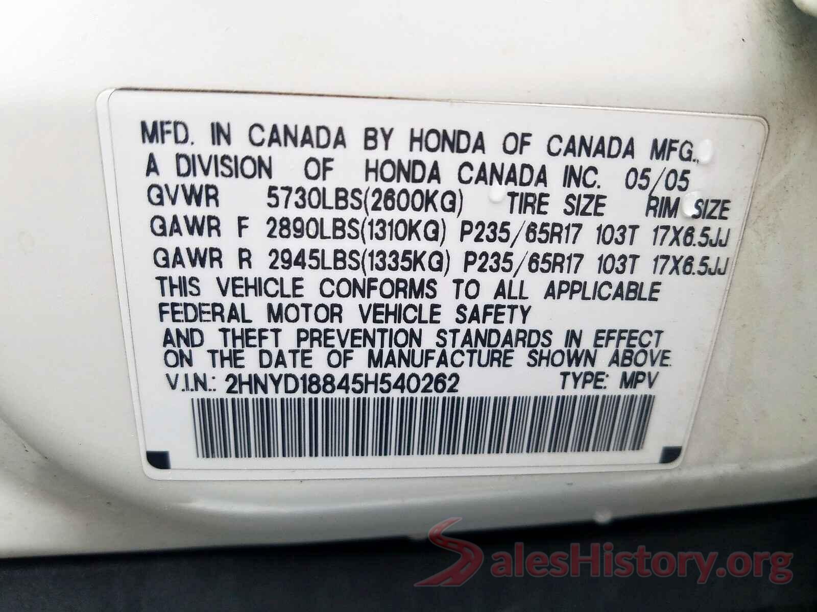 1FTYR2CMXKKB76709 2005 ACURA MDX