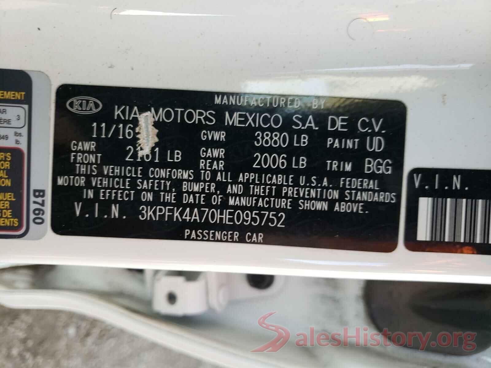 3KPFK4A70HE095752 2017 KIA FORTE