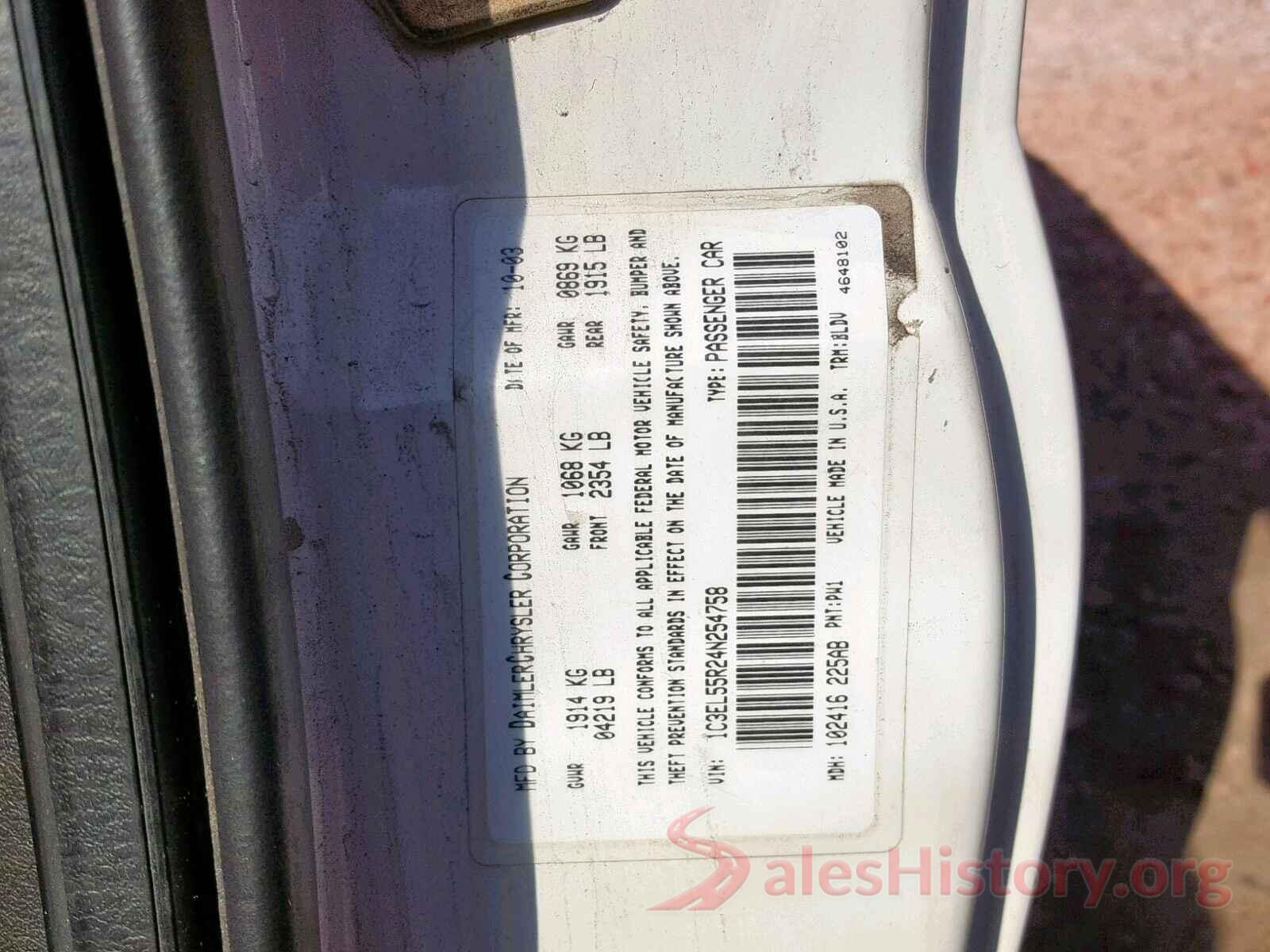 3VW547AU8HM026842 2004 CHRYSLER SEBRING