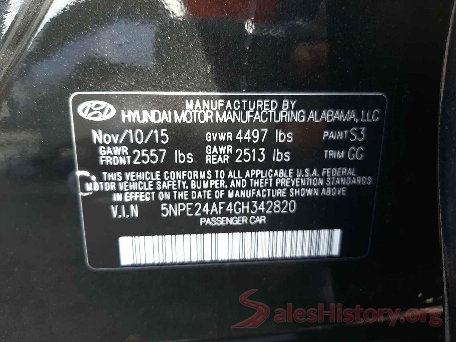 5NPE24AF4GH342820 2016 HYUNDAI SONATA