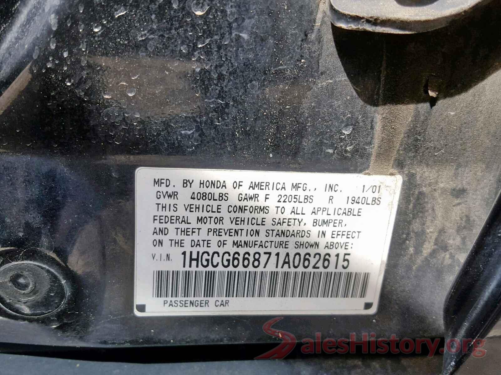 2HKRW1H28LH403104 2001 HONDA ACCORD EX