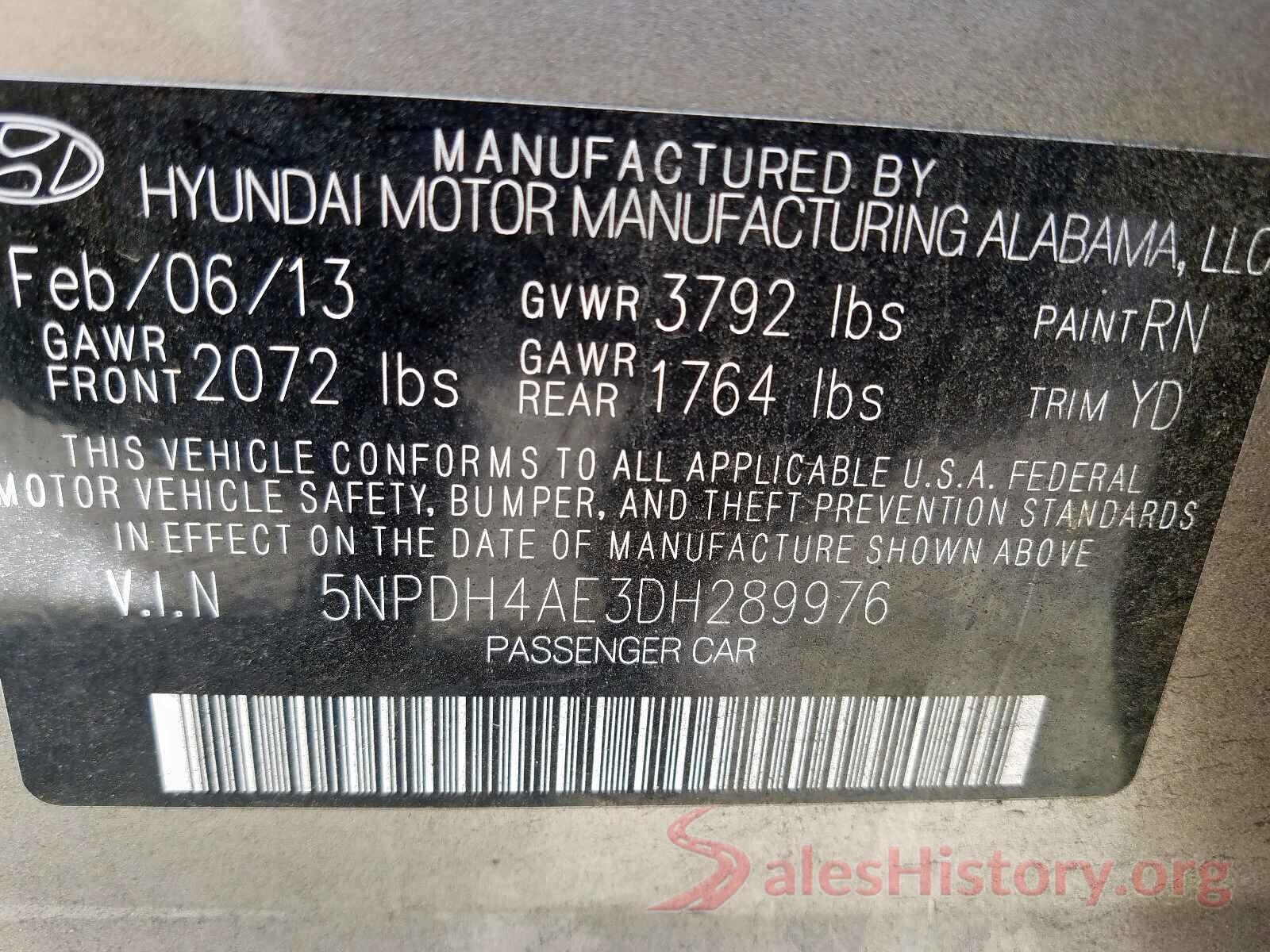 JTDZN3EUXHJ073744 2013 HYUNDAI ELANTRA