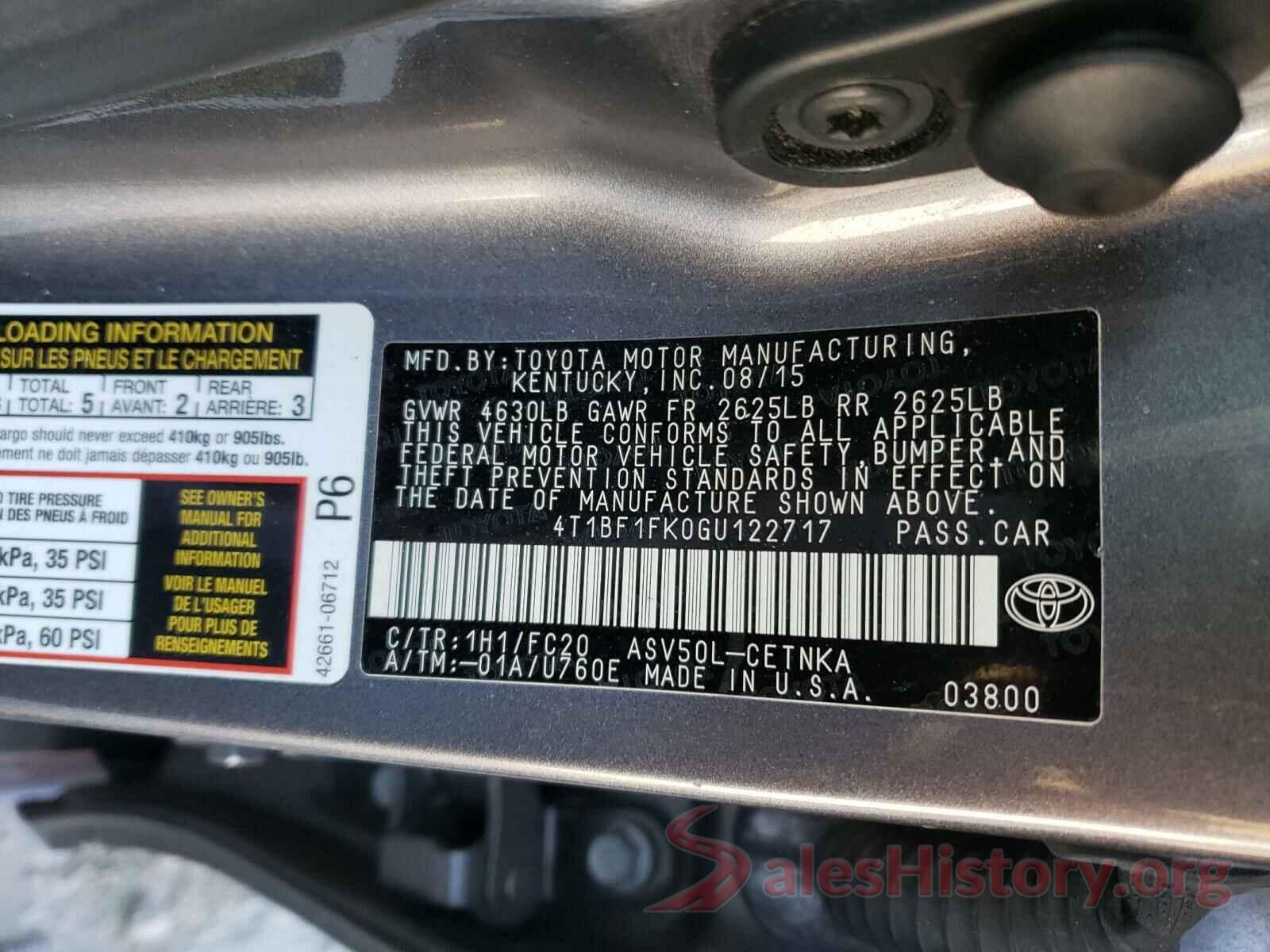 4T1BF1FK0GU122717 2016 TOYOTA CAMRY