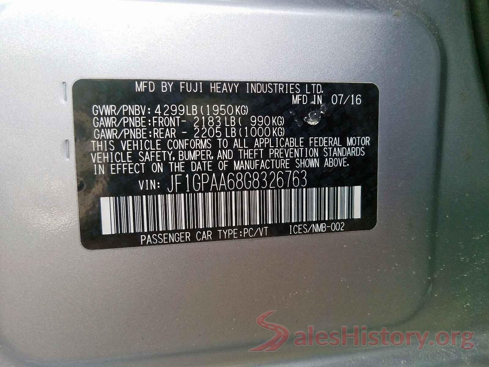 JF1GPAA68G8326763 2016 SUBARU IMPREZA