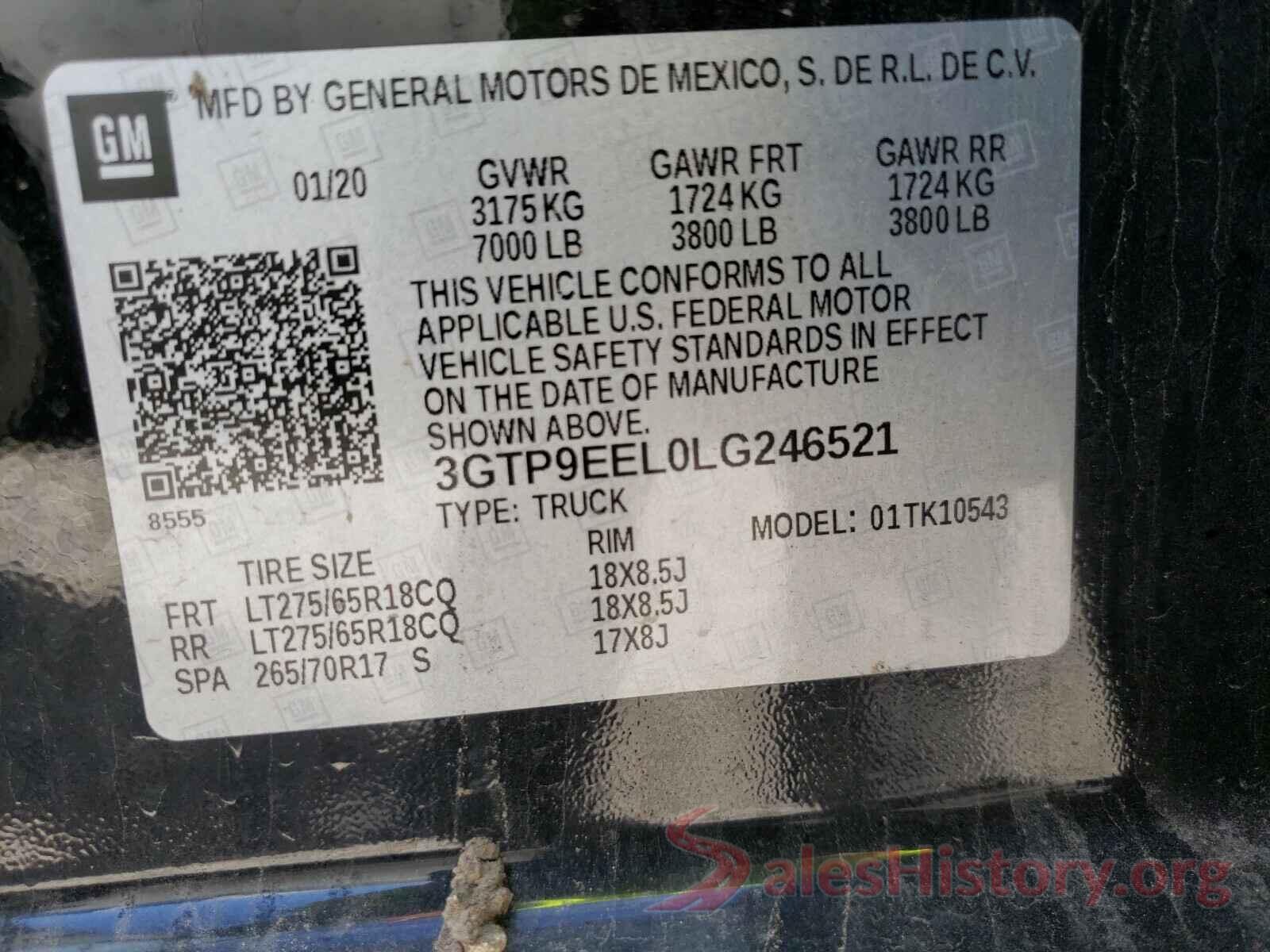 5XXGT4L33KG287550 2020 GMC SIERRA