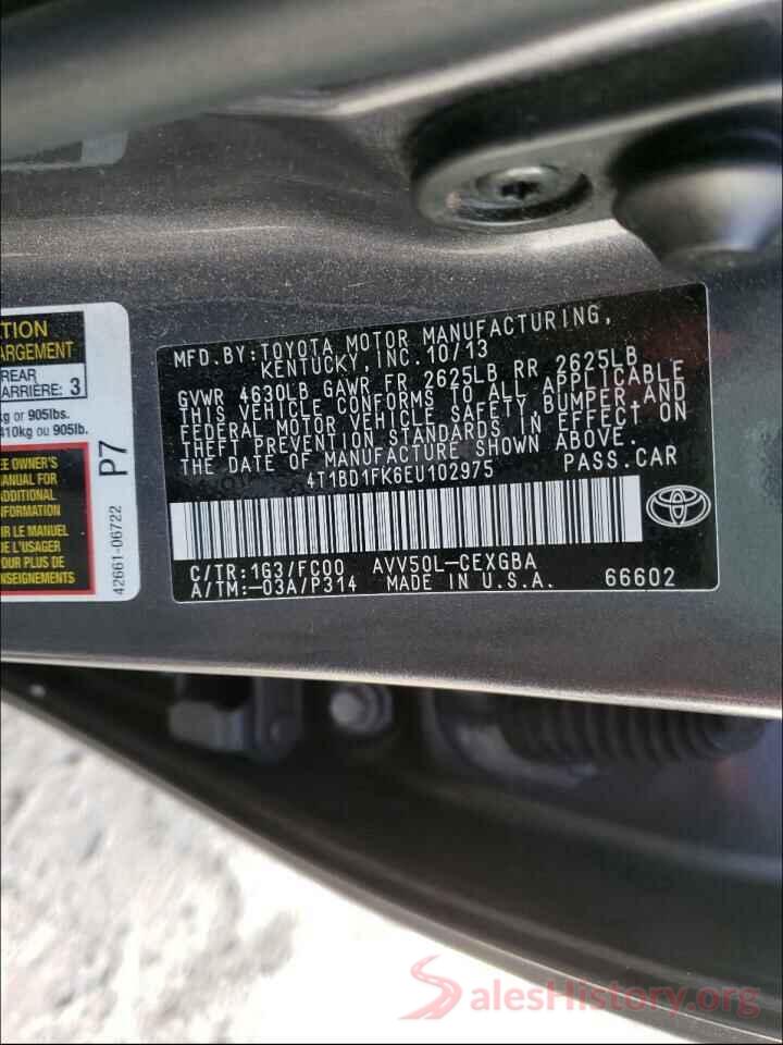 4T1B21HK0JU001458 2014 TOYOTA CAMRY