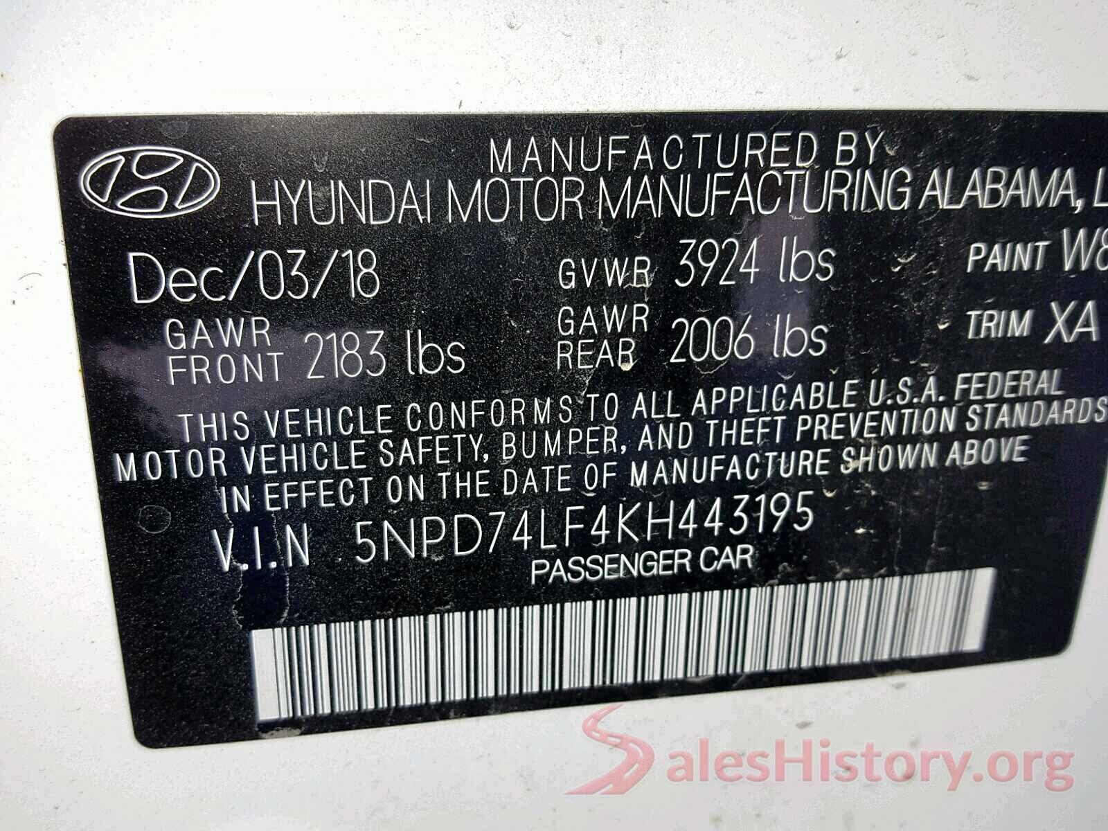 5N1AZ2MH2HN115621 2019 HYUNDAI ELANTRA