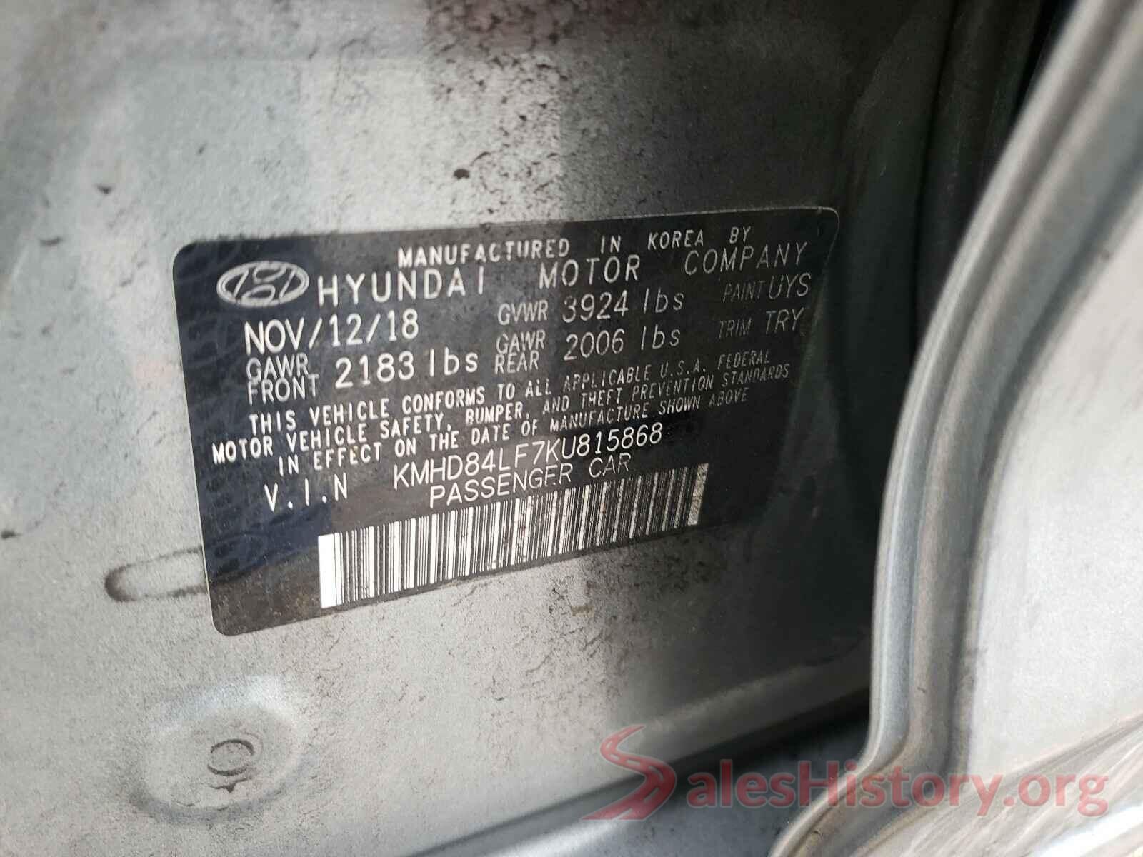 KMHD84LF7KU815868 2019 HYUNDAI ELANTRA