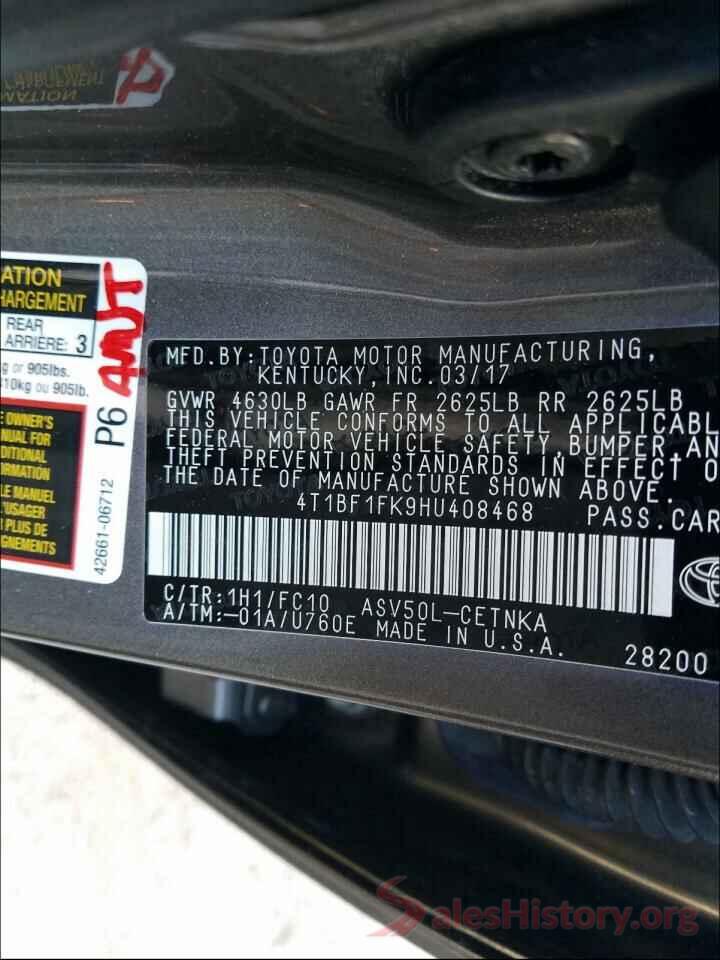 4T1BF1FK9HU408468 2017 TOYOTA CAMRY