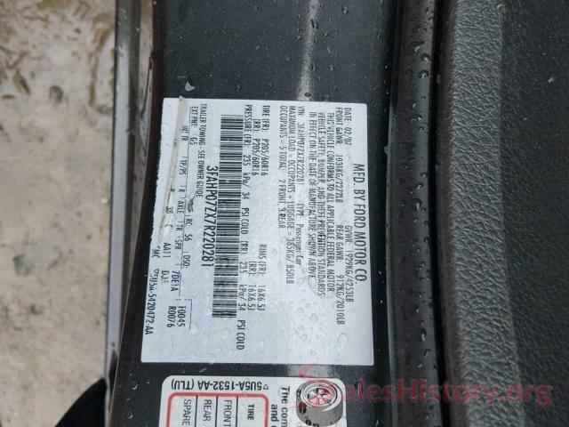 2HKRM4H58GH656205 2007 FORD FUSION SE