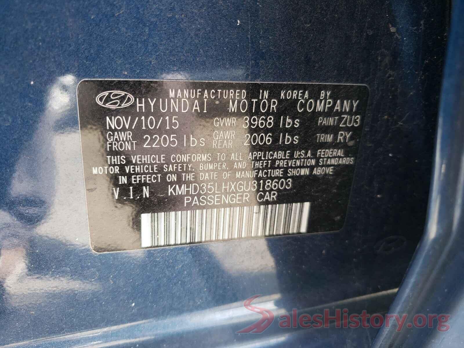 KMHD35LHXGU318603 2016 HYUNDAI ELANTRA