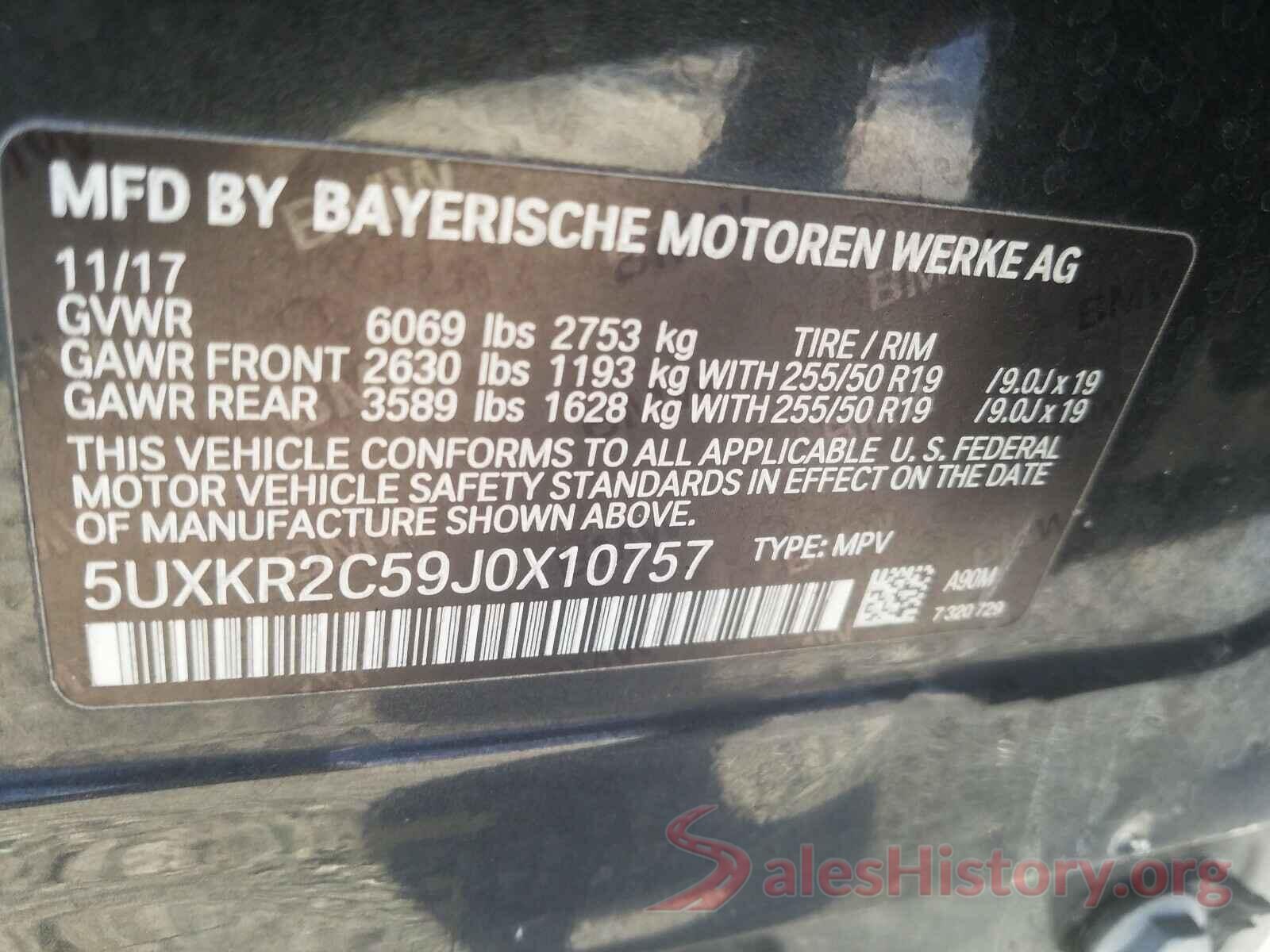 5UXKR2C59J0X10757 2018 BMW X5