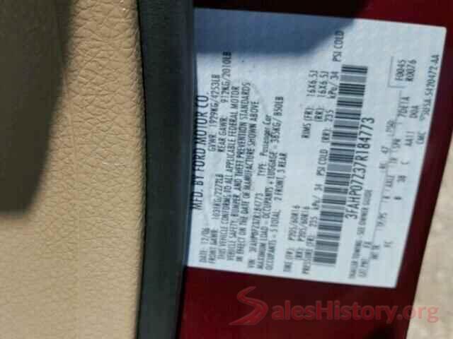 2HKRW2H91HH679800 2007 FORD FUSION