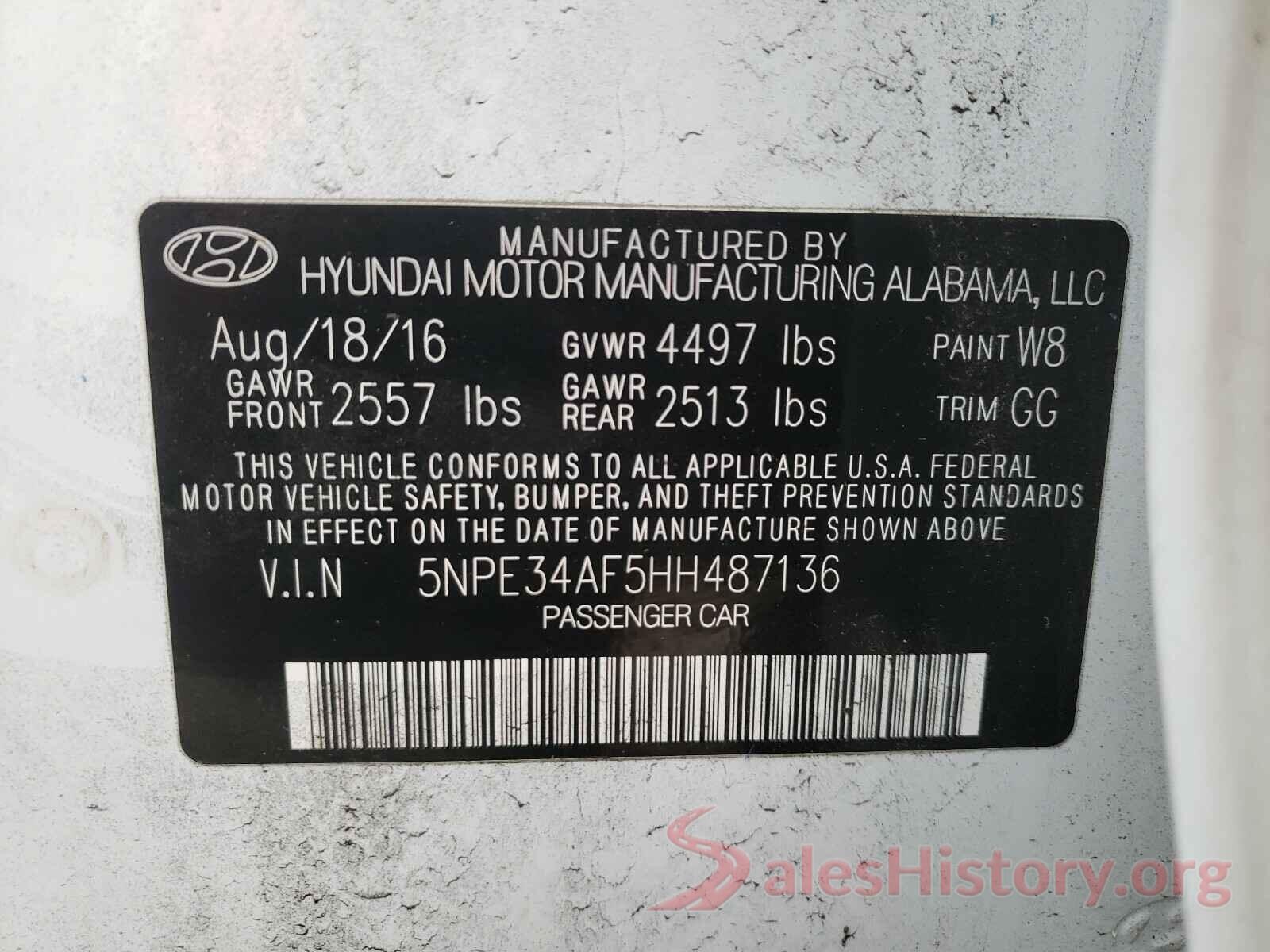 5NPE34AF5HH487136 2017 HYUNDAI SONATA