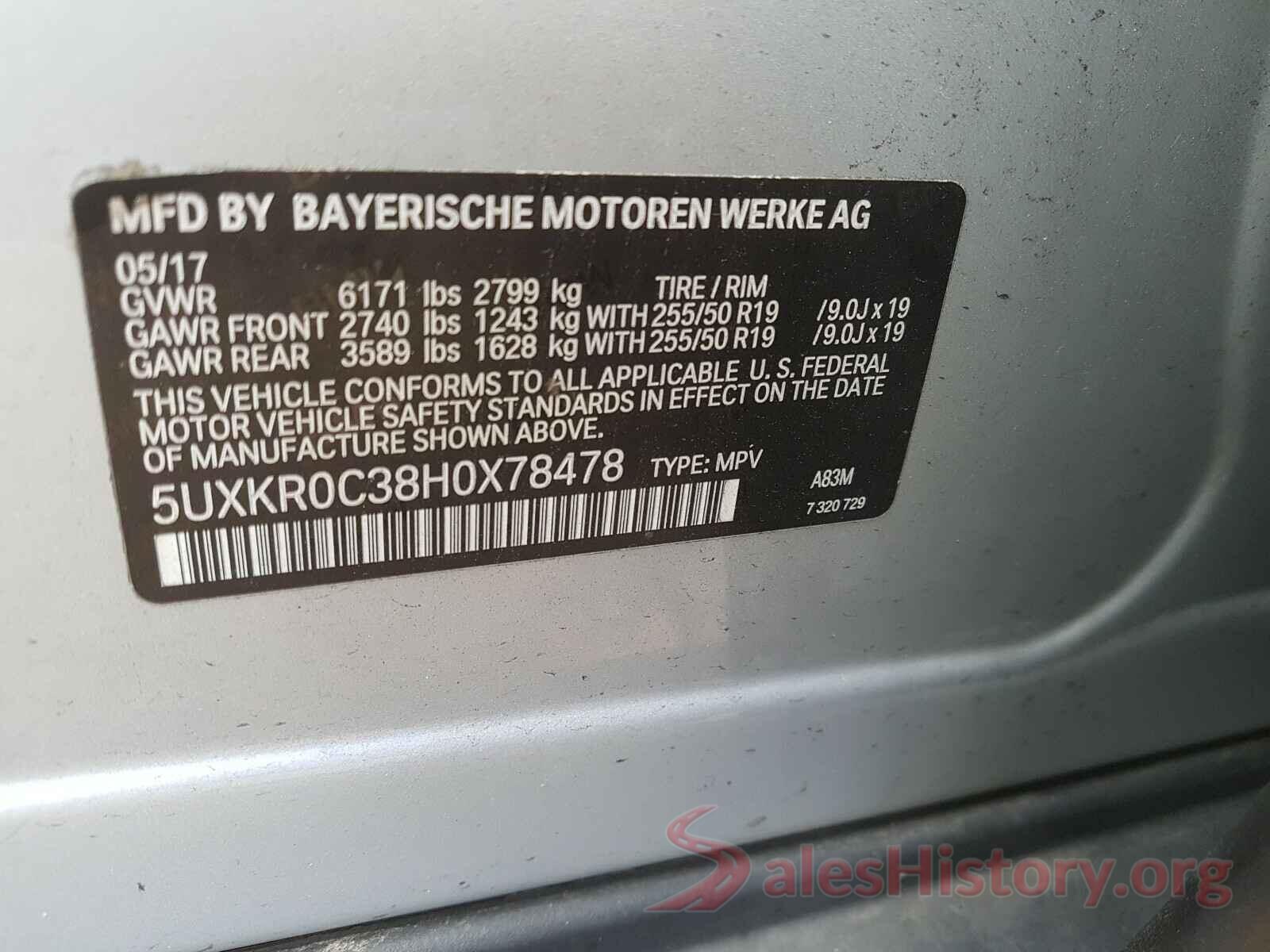 5UXKR0C38H0X78478 2017 BMW X5