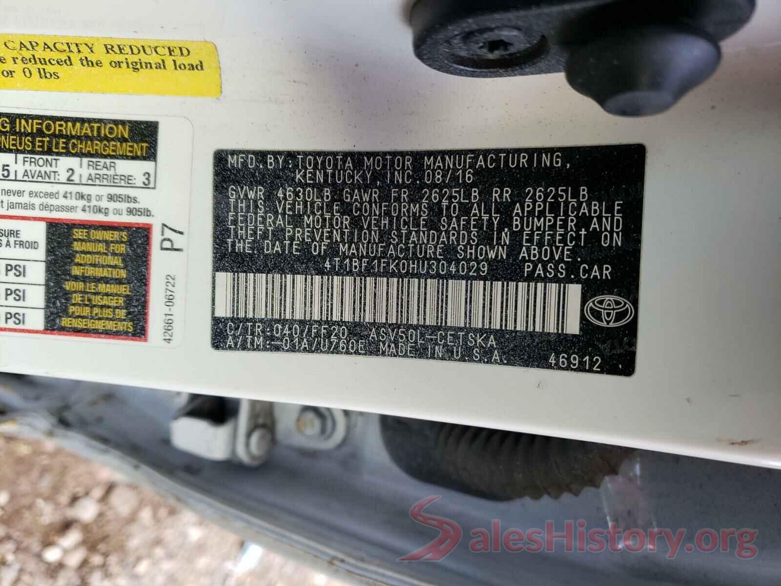 4T1BF1FK0HU304029 2017 TOYOTA CAMRY