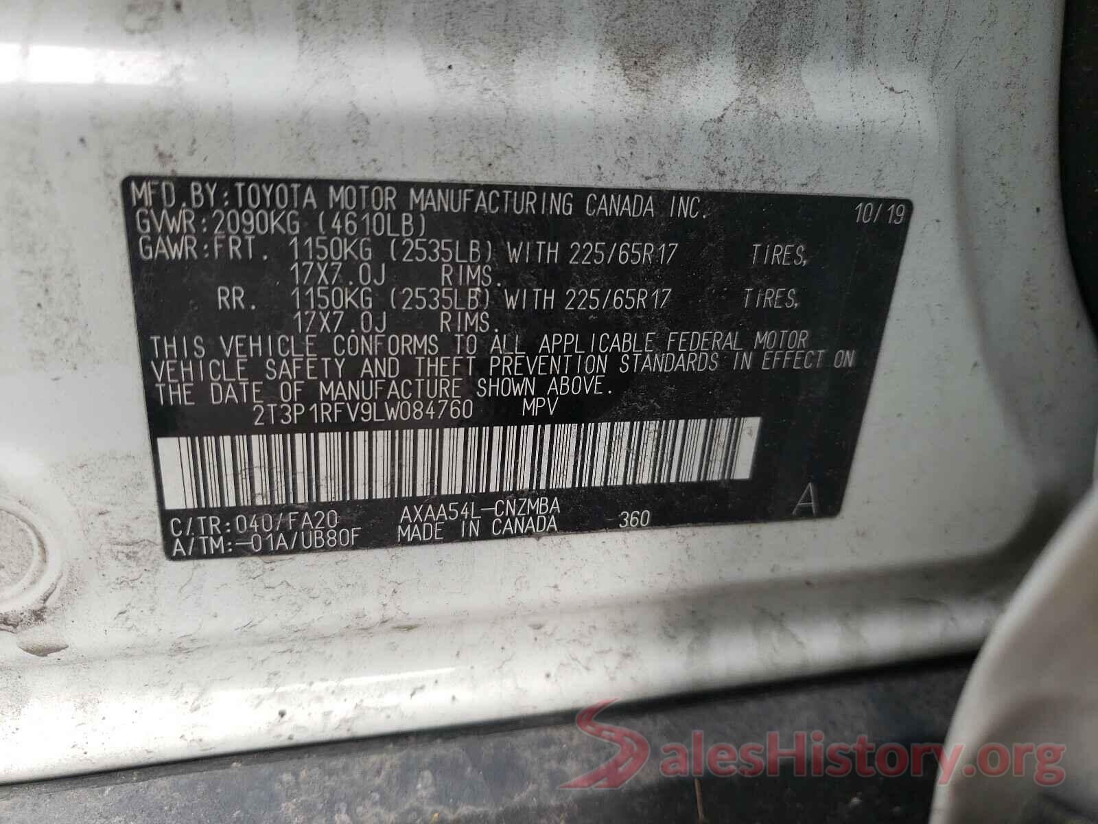 2T3P1RFV9LW084760 2020 TOYOTA RAV4