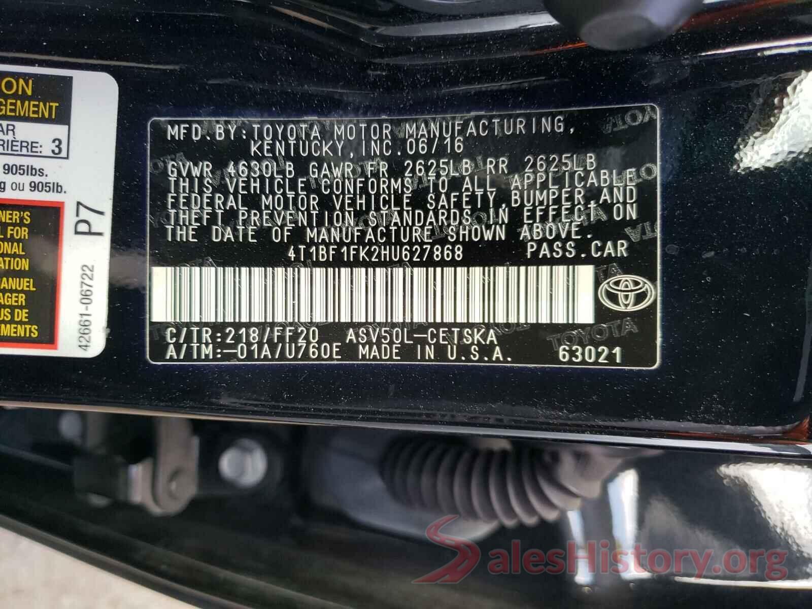 4T1BF1FK2HU627868 2017 TOYOTA CAMRY