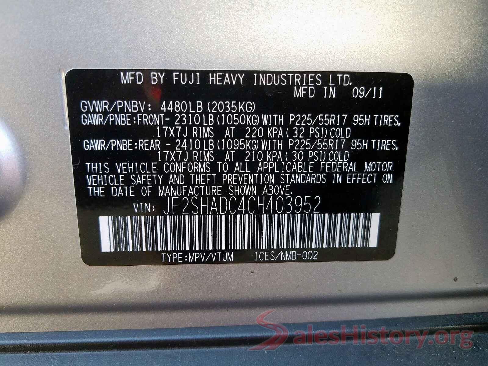 3VWC57BU9KM112851 2012 SUBARU FORESTER