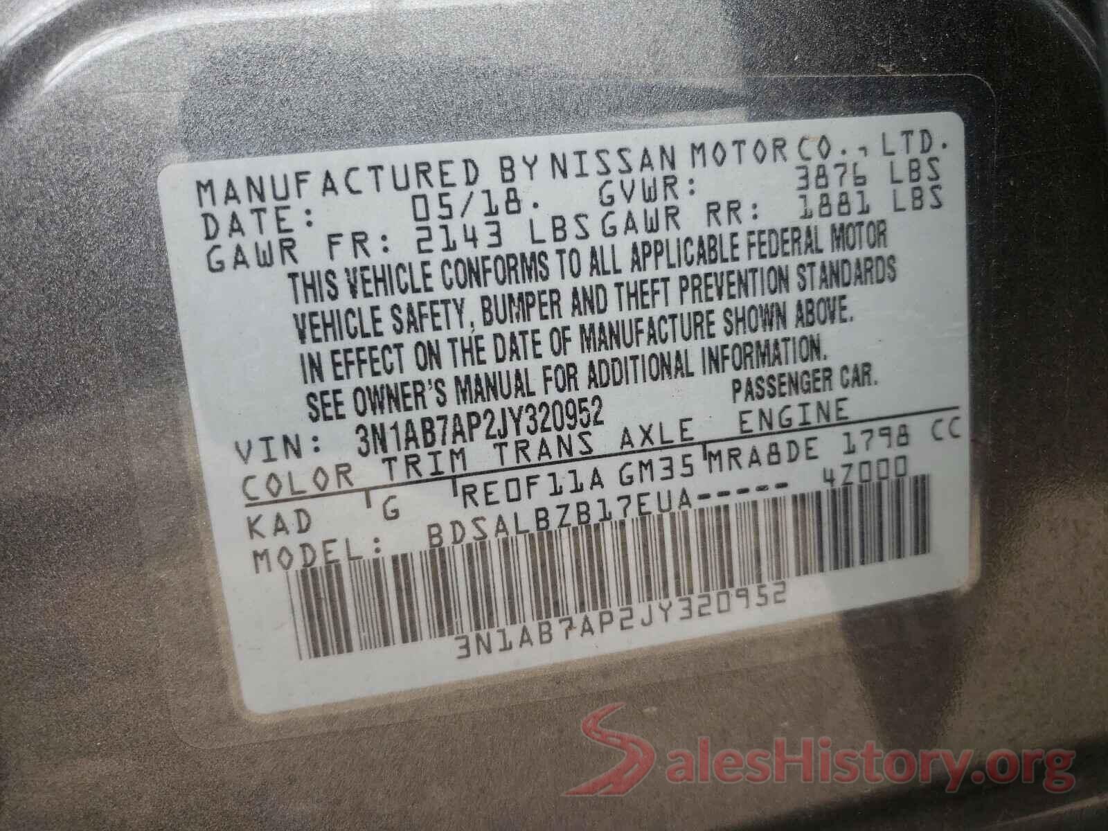 3N1AB7AP2JY320952 2018 NISSAN SENTRA