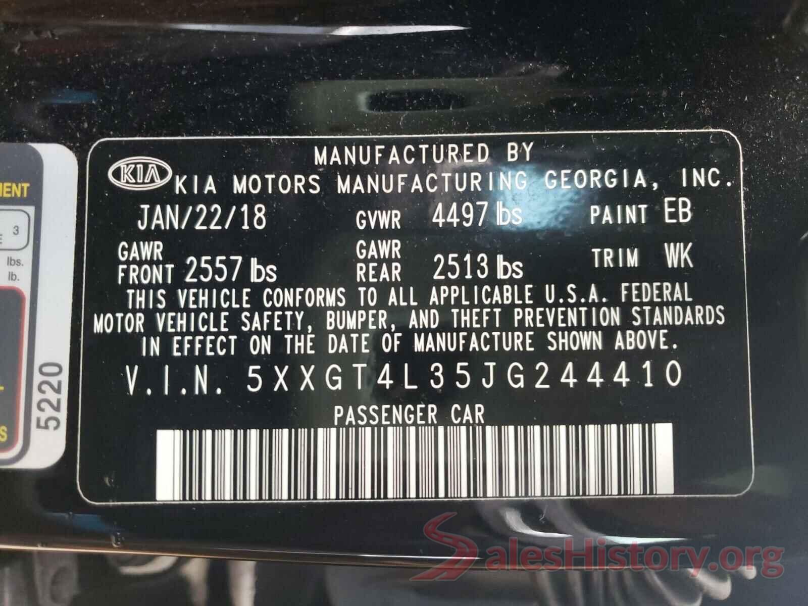 5XXGT4L35JG244410 2018 KIA OPTIMA