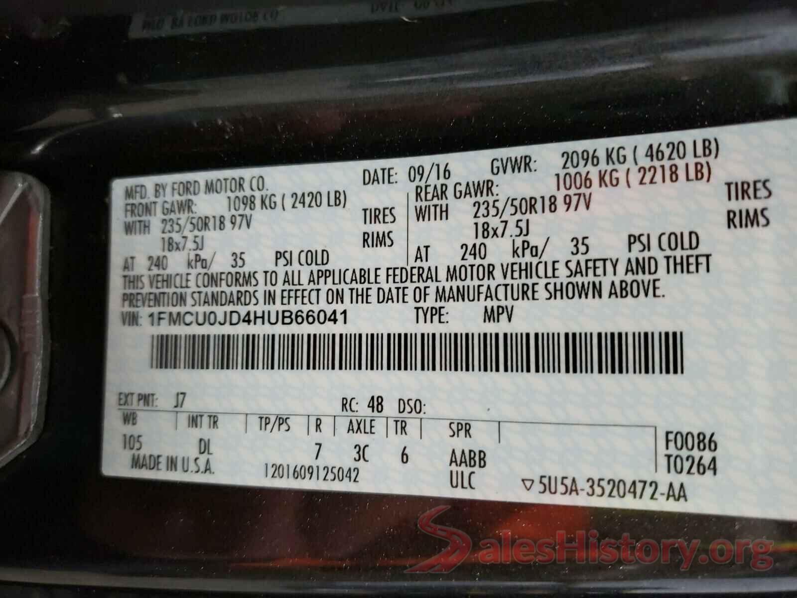 1FMCU0JD4HUB66041 2017 FORD ESCAPE