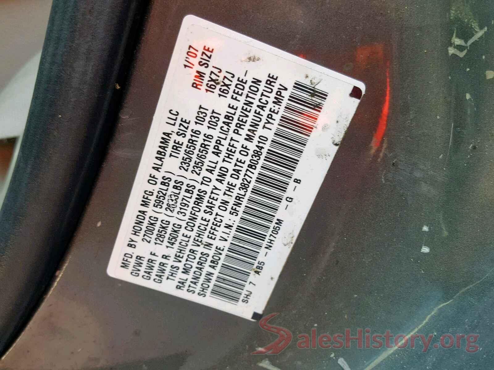 4T1BF1FK0HU414241 2007 HONDA ODYSSEY LX