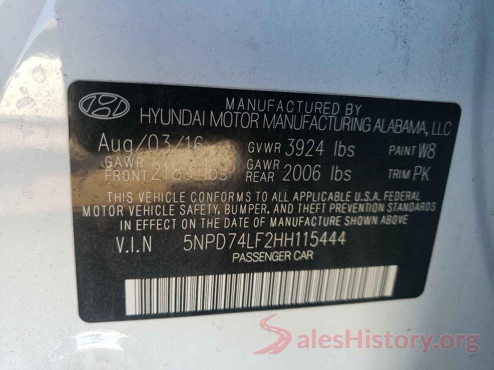 5NPD74LF2HH115444 2017 HYUNDAI ELANTRA