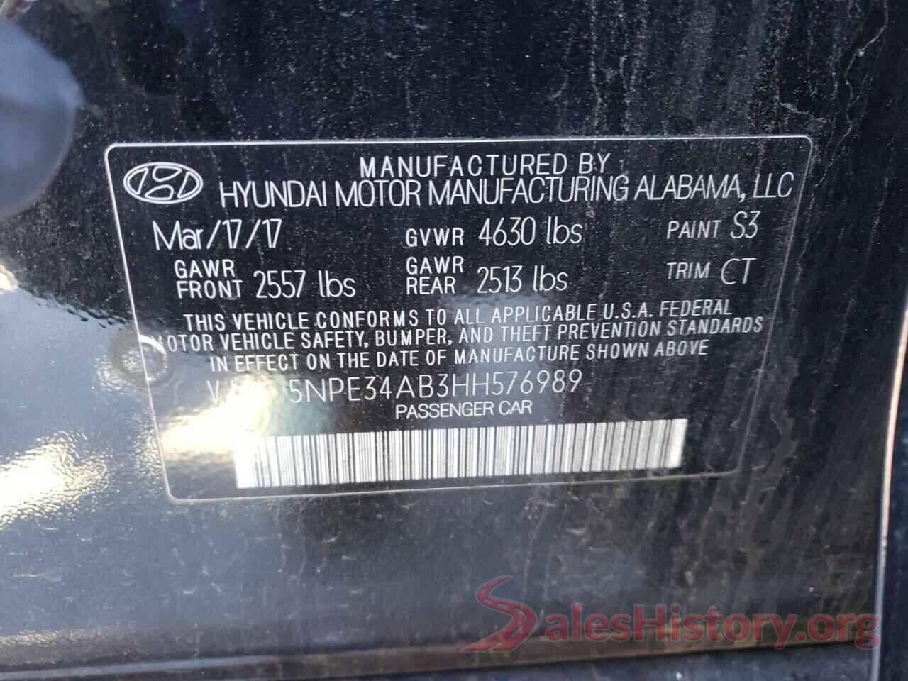 5NPE34AB3HH576989 2017 HYUNDAI SONATA