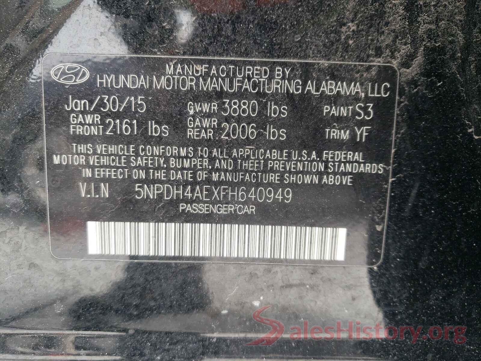 JTDKBRFU0H3038419 2015 HYUNDAI ELANTRA