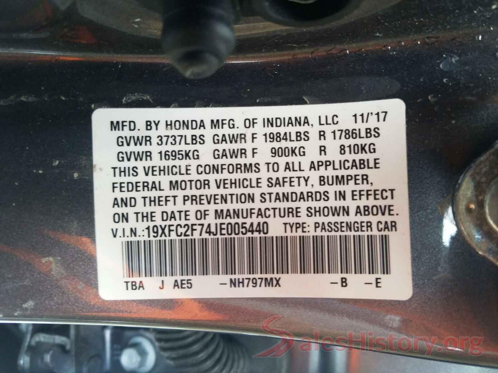 19XFC2F74JE005440 2018 HONDA CIVIC