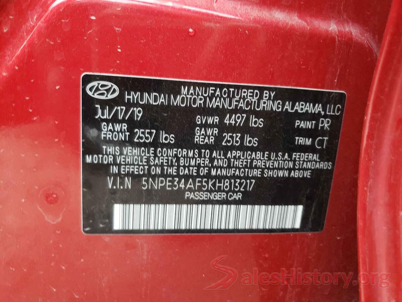 5NPE34AF5KH813217 2019 HYUNDAI SONATA