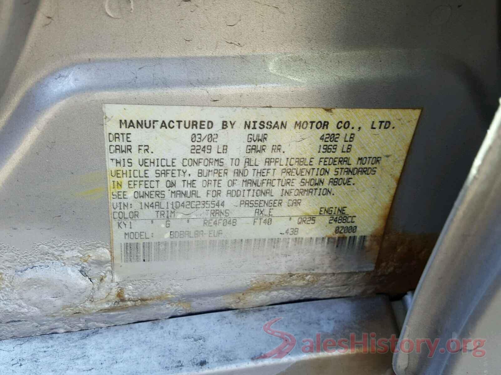 3N1CP5CU0KL546925 2002 NISSAN ALTIMA BAS