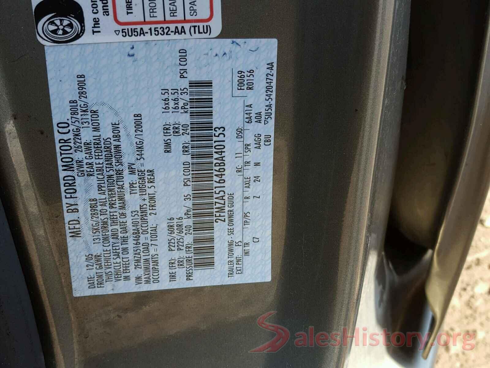 3FA6P0CD2LR205348 2006 FORD FREESTAR