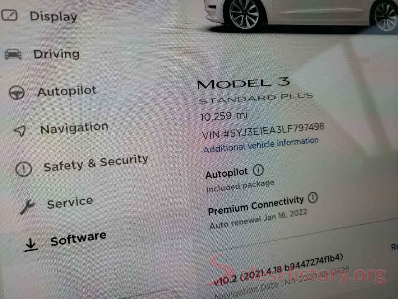 5YJ3E1EA3LF797498 2020 TESLA MODEL 3