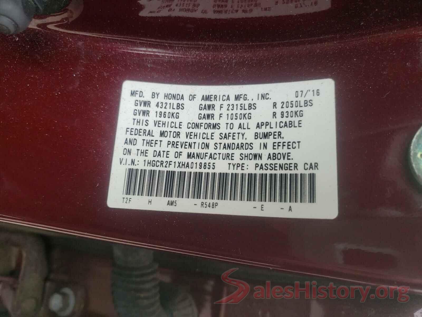 1HGCR2F1XHA019855 2017 HONDA ACCORD