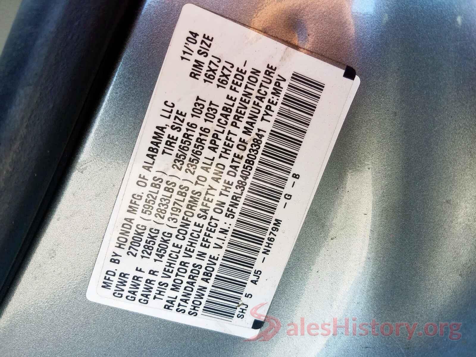 KNAGT4L35G5074804 2005 HONDA ODYSSEY