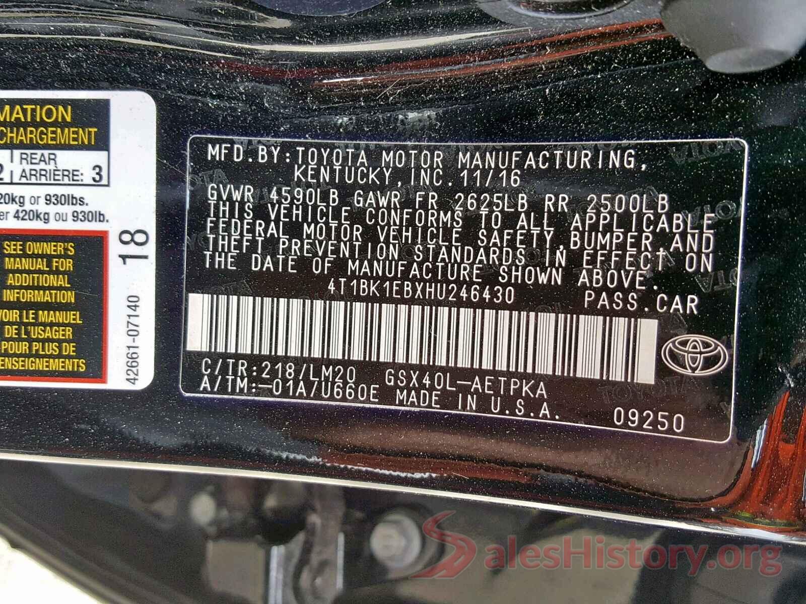 3VWC57BU7MM007793 2017 TOYOTA AVALON