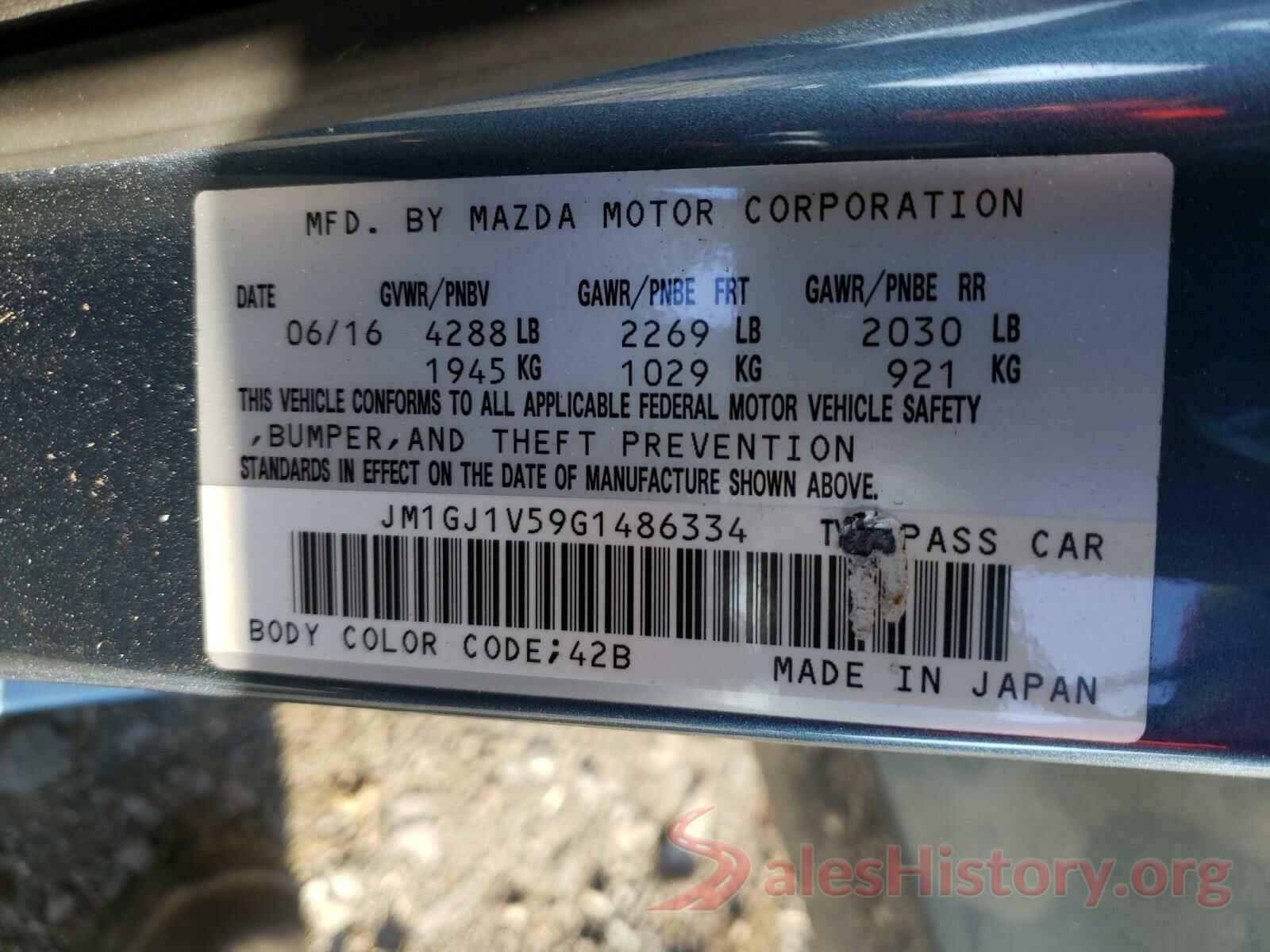 JM1GJ1V59G1486334 2016 MAZDA 6