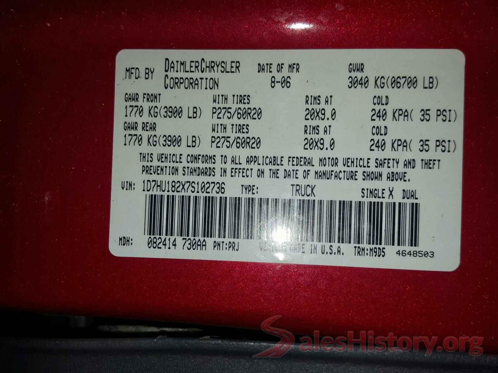 1FMCU9G99HUE16722 2007 DODGE RAM 1500