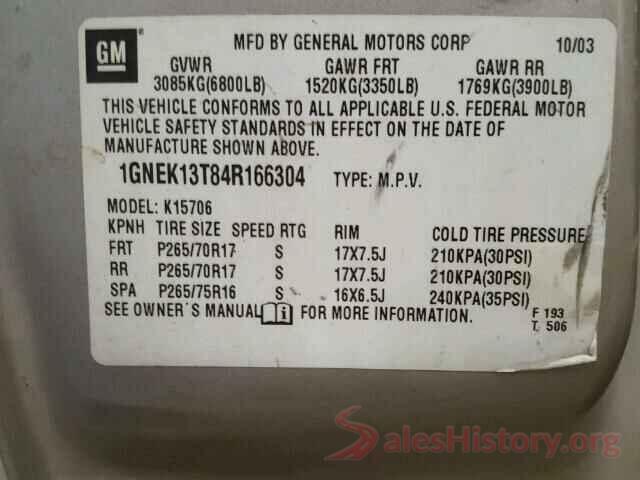 4T1G11AK7LU914031 2004 CHEVROLET TAHOE