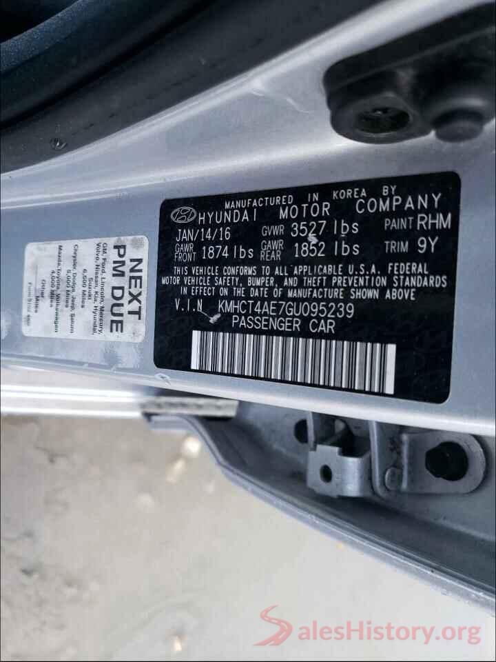 KMHCT4AE7GU095239 2016 HYUNDAI ACCENT